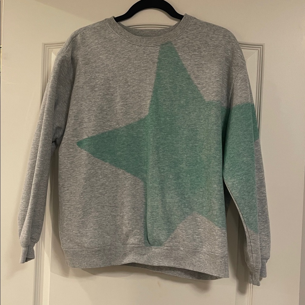 Wild Fable Gray and Green Crewneck Sweater with Geometric Design Size Small